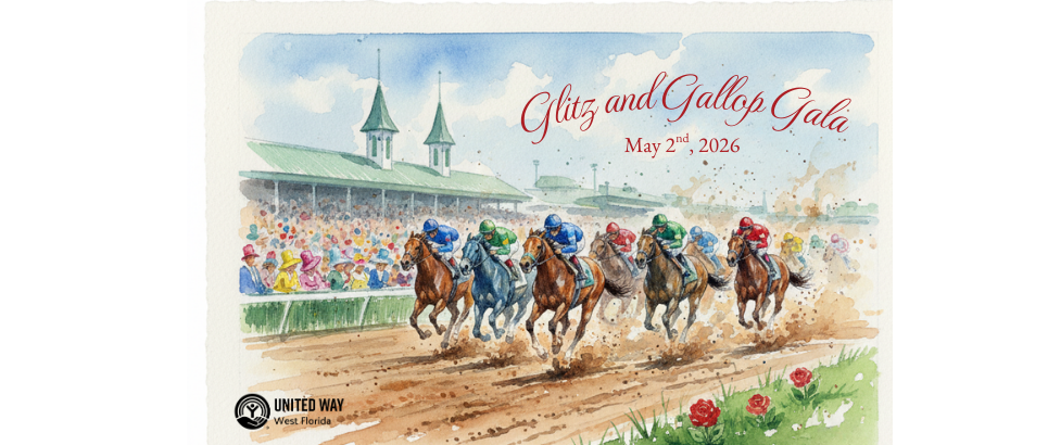 A graphic of horses racing.