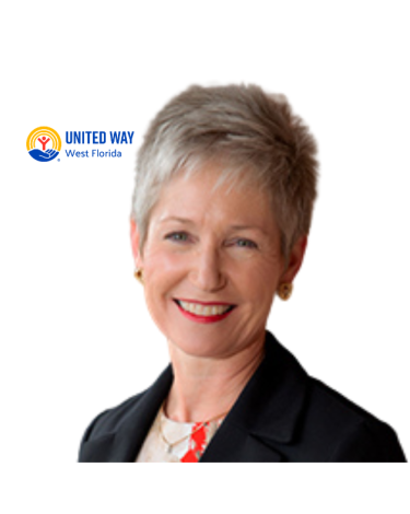 A woman with short hair smiling with a white background.